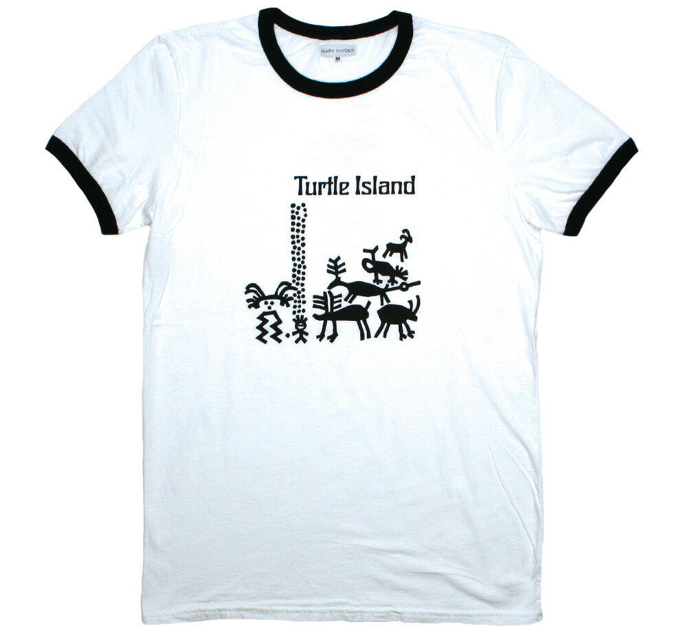 [Gary Snyder] Turtle Island Ringer Tee (White/Black) - ゲーリー・スナイダー Tシャツ / タートル・アイランド