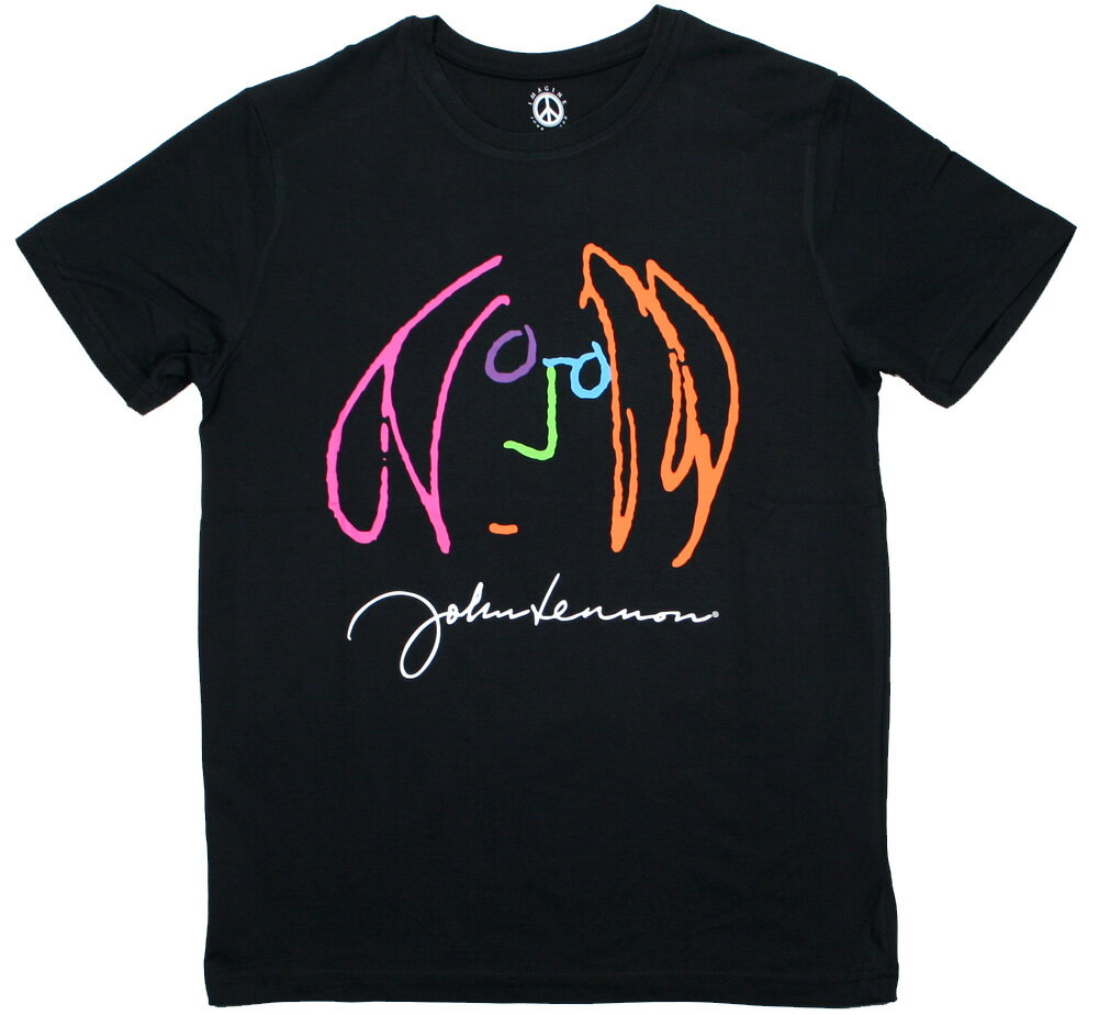 John Lennon Tシャツ 黒 カラフルロゴ ビンテージ ジョンレノン ビートルズ JOHN LENON BEATLES 黒 バンド Tシャツ