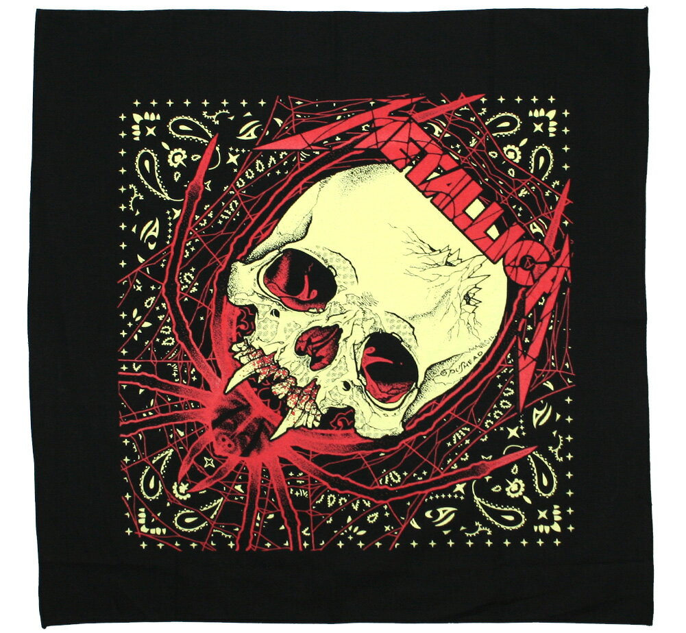 Metallica / Spider Skull Bandanna (Black) - メタリカ バンダナ