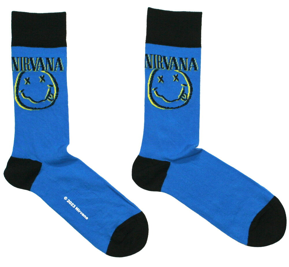Nirvana / Smiley Face Socks 3 (Blue) - ニルヴァーナ ソックス