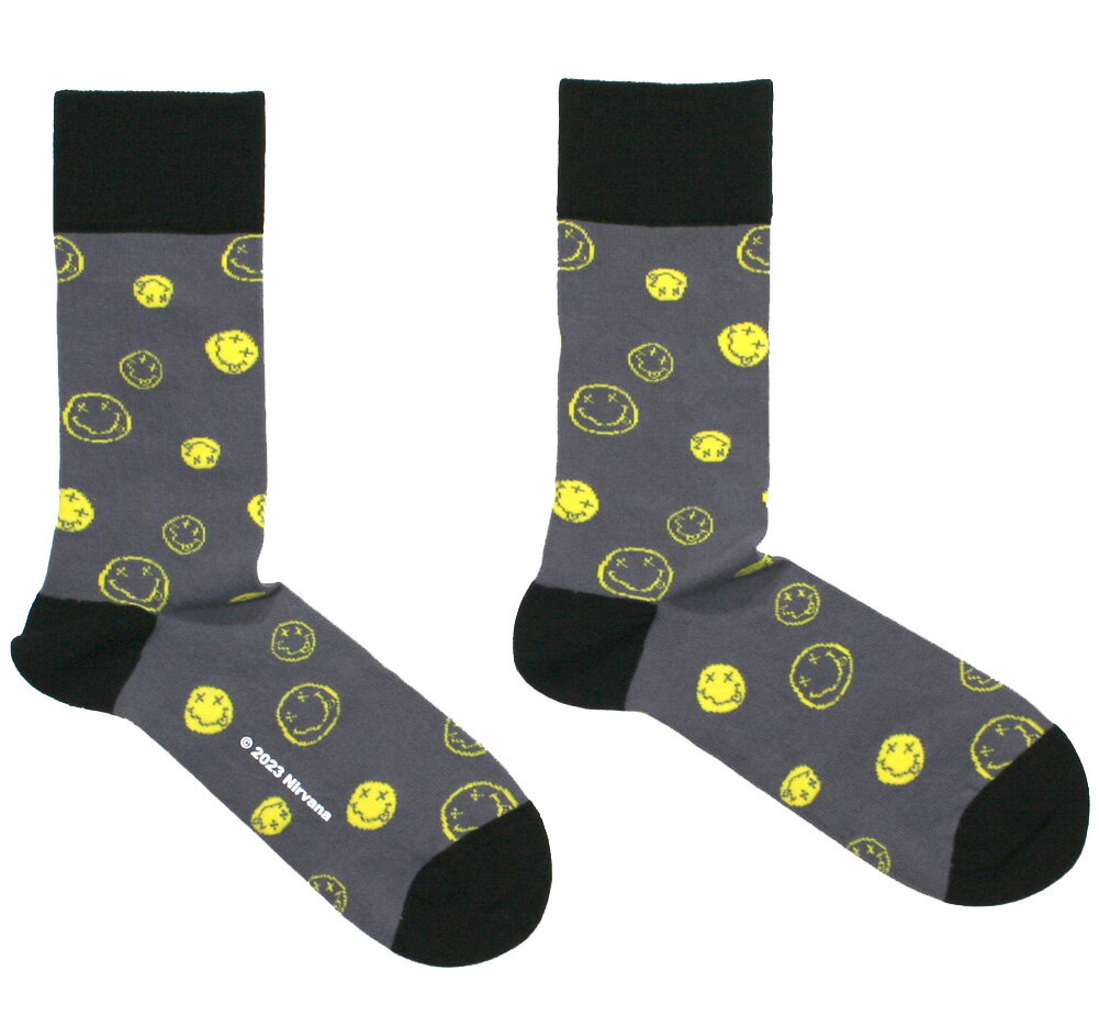 Rakuten - Nirvana / Smiley Face Socks 4 (Charcoal Grey) - ニルヴァーナ ソックス