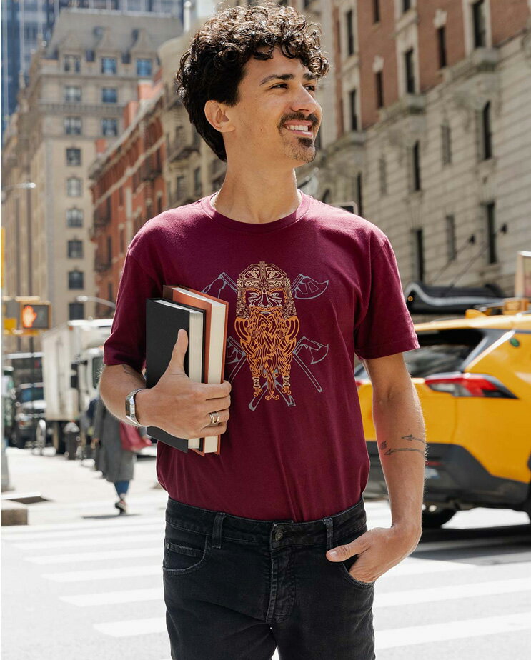 [Out of Print] And My Axe Tee (Maroon) - Out of Print x Nerdy Ink コラボレーション Tシャツ