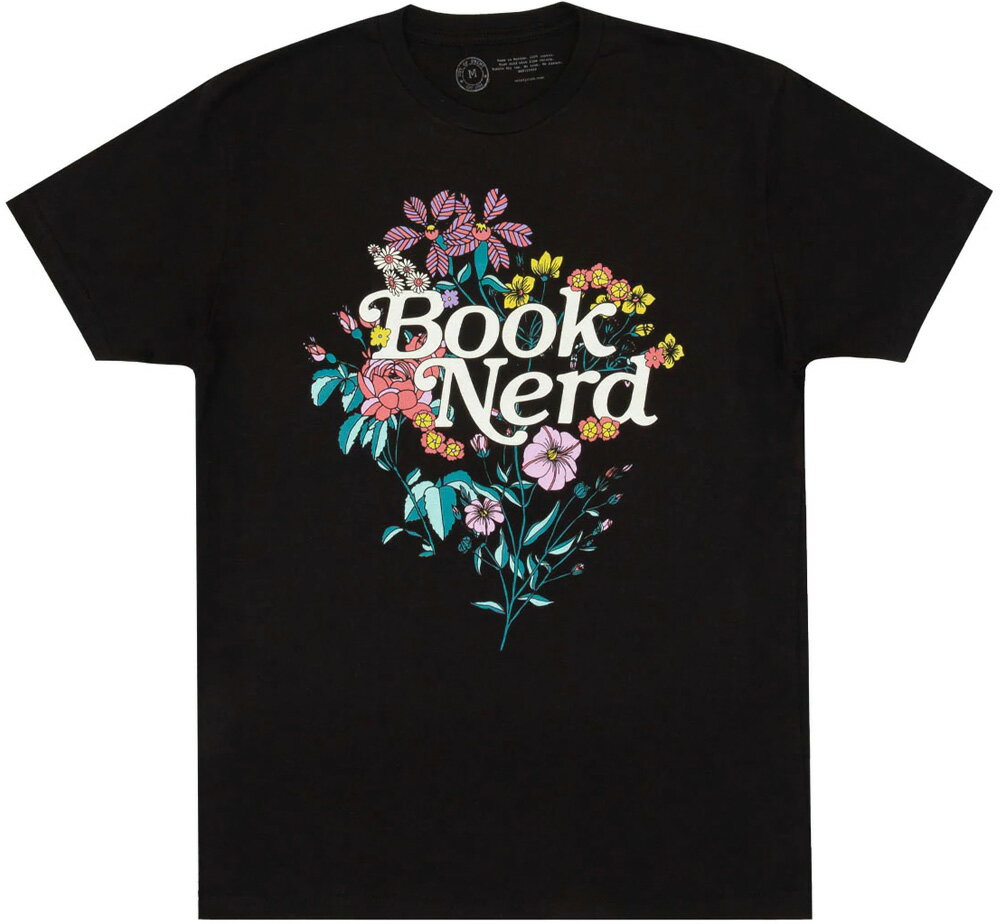  Book Nerd Floral Tee (Black) -  ブック・ナード Tシャツ