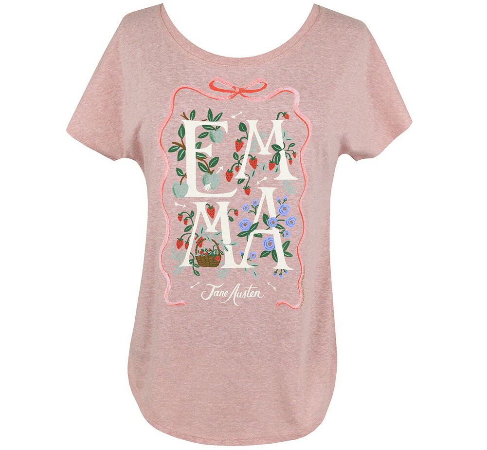 Garments - [Out of Print] Jane Austen / Emma Womens Relaxed Fit Tee (Desert Pink) [Puffin in Bloom] - エマ Tシャツ