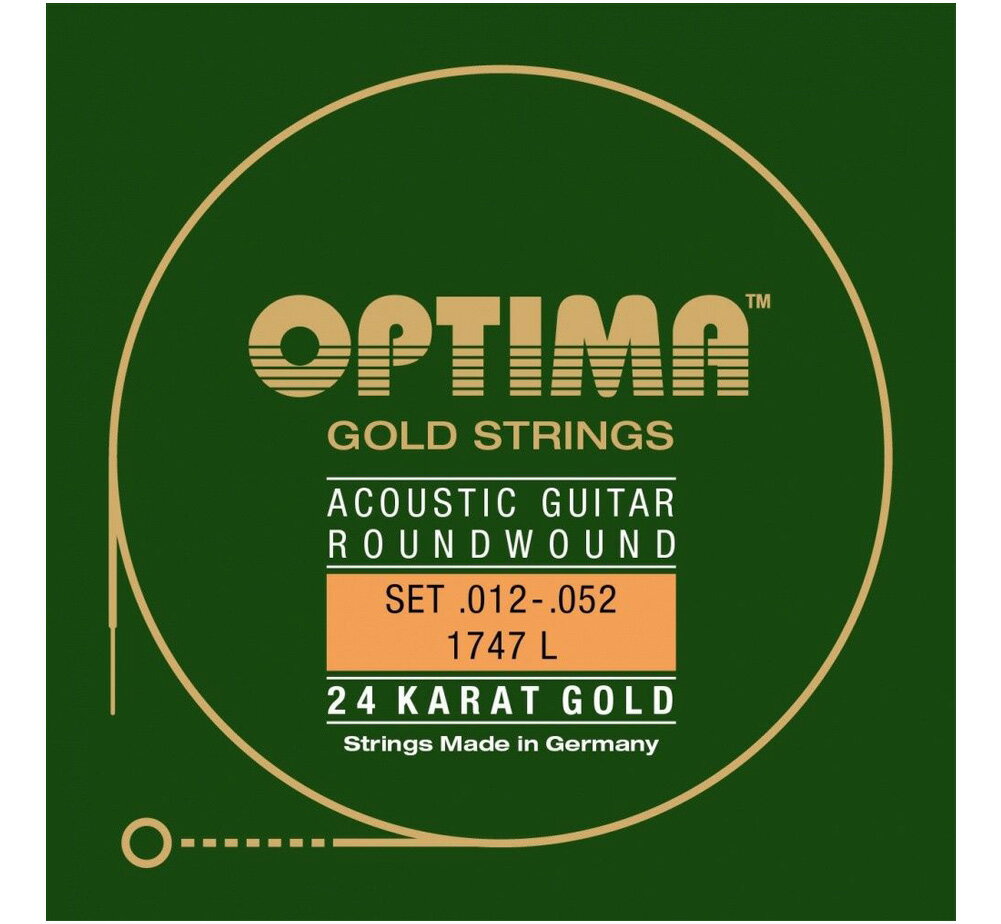 Rakuten - [OPTIMA] 24K Gold Strings [1747.L] (.012-.052) - オプティマ 24金メッキ エアコースティック ギター弦