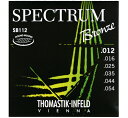 THOMASTIK-INFELD SPECTRUM BRONZE - ACOUSTIC GUITAR Clear Balanced Tone 1st E .012　Plain Steel 2nd B .016　Plain Steel 3rd G .025　Bronze Round Wound 4th D .035　Bronze Round Wound 5th A .044　Bronze Round Wound 6th E .054　Bronze Round Wound スペクトラムブロンズ弦は、プロミュージシャンのレコーディング現場からの要望に応えてデザインされた特別な弦です。もちろんライブパフォーマンスでも比類なき極上の音色を奏でてくれます。Thomastik-Infeld社独自の製法「Silk Inlay Technology」によりウォームなトーンと透明感のある音色が同居した濃密なサウンドを実現しています。 The ultimate bronze round wound acoustic string! The Spectrum Bronze strings are specially designed for the demands of professional recording, yet is also unsurpassed in live performance situations. A unique bronze formula, combined with Thomastik-Infeld's mastery of mechanical filtering with their silk inlay technology, gives a full warm tone, with a sparkling clarity that lets you cut through a dense sound mix. Playing feel is very balanced and they are surprisingly long lasting.