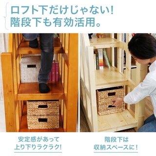 ロフトベッド木製北欧産パイン材使用【人気シリーズ!セミダブルタイプ】宮付き北欧産パイン材使用頑丈ロフトベッド(木製ベッド、2段ベッド)シンプル