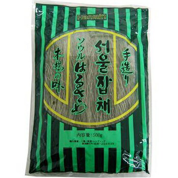 ・商品名: ソウル 春雨 1袋 ・内容量: 1袋当たり500g　 ・原材料名：さつま芋でん粉 100%　 ・保存方法: 高温多湿を避け、直射日光のあたらない涼しい場所で保管してください。開封したら冷蔵庫保管してください。 ・賞味期限: 別途表示 ・原産国名: 韓国 ・パッケージデザイン等は予告なく変更される場合がございますので、ご了承ください。