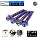 ステンレス製 チタンカラーボルト M6 35mm ピッチ 1.0mm 4個セット 【 M6×35mm ナンバープレート ナンバー ナンバーボルト ELナンバー 自光式ナンバー エンジンルーム 内装 外装 スポコン USDM JDM ドレスアップ カスタム 1mm ネオクローム チタン 錆びない 】 エムトラ