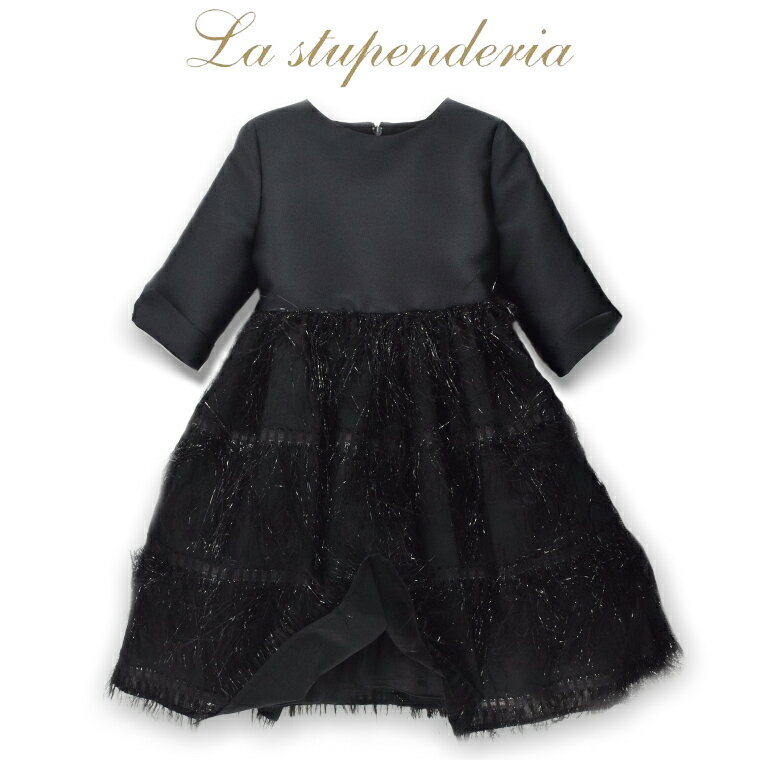 La stupenderia [ラ ストゥペンデリア] ドレス 10A【10歳】12A【12歳】 14A【14歳】 ワンピース ブラック 子供服 キッズ インポート 子ども フォーマル ワンピース フォーマル 発表会 ワンピース 七五三 ワンピース 入園 入学 ワンピース