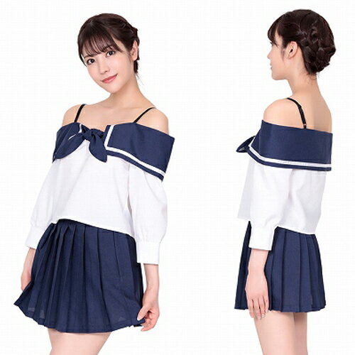 新学期からルーズショルダーセーラー服 プリーツスカート コスプレ衣装 パーティ Mサイズ レディース K..