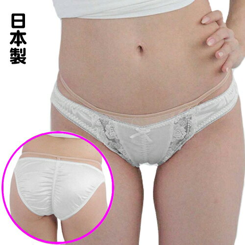 光沢生地レース付きくい込みフルバック レース シースルー レディース 日本製 TW615