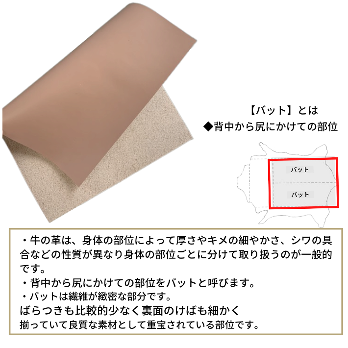 【バット】本革 【 A3 】 レザー 【2503ピンクベージュ 】ピンクベージュ スムース 皮 革 本革 牛革 ハギレ カットクロス お買い得 安い セット キーケース 革ハギレ 皮ハギレ 皮はぎれ はぎれ革 端切れ はぎれ DIY ハンドメイド 手作り クラフト 人気　バット部位 magasin-de-cuir-10001727 マガザン・ドゥ・キュイール サンプル画像2