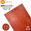 【ベリー】本革 【A4】【2501コーラルレッド】レザー コーラルレッド 赤色系 スムース レザークラフト 革 クロムなめし 皮 革 牛本革 カットクロス セッ...