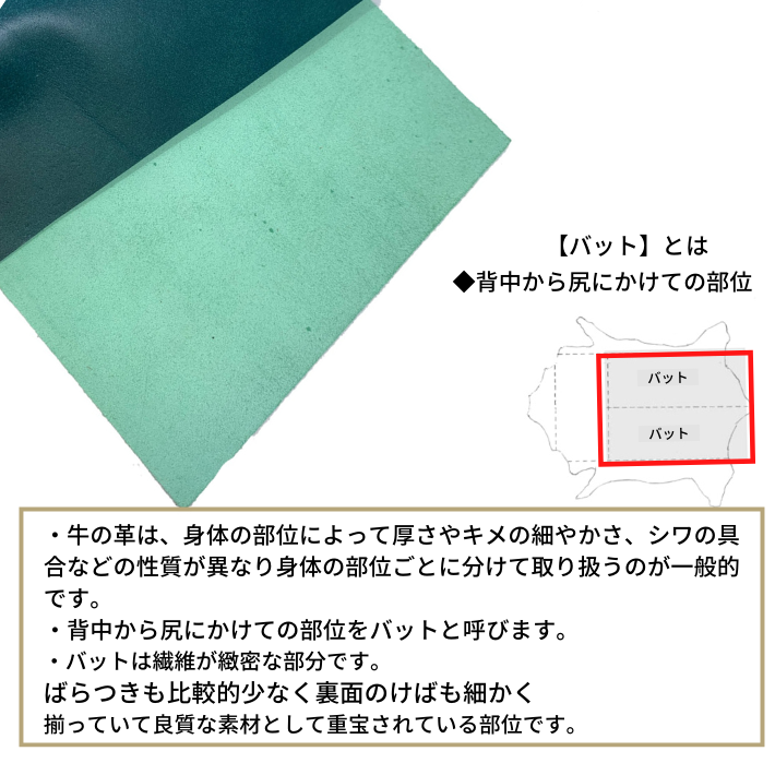 【バット】本革【A4】【2401エメラルドグリーン】レザー エメラルドグリーン 青緑...