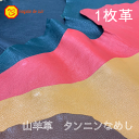 山羊革 (ヤギ革) ゴートレザー 本革 1枚革 大きさ87デシ やぎ革 【グリーン】 タンニンなめし DIY 手芸 レザー 皮 革 天然シボ シュリンク シボ ...