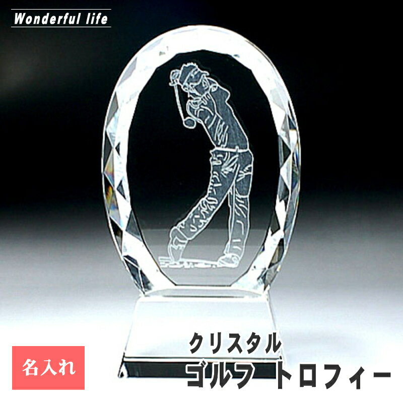 樂天商城 - 名入れ クリスタル ゴルフ トロフィー 810 エージシュート ホールインワン コンペ 優勝トロフィー 優秀賞