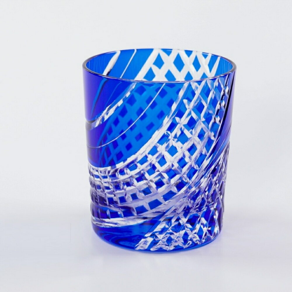 Rakuten - 【名入れ 切子オールド 彫刻 】高級 日本製 グラス 青 GL-35CB 記念日 誕生日 退職祝い 贈り物 プレゼント ギフト