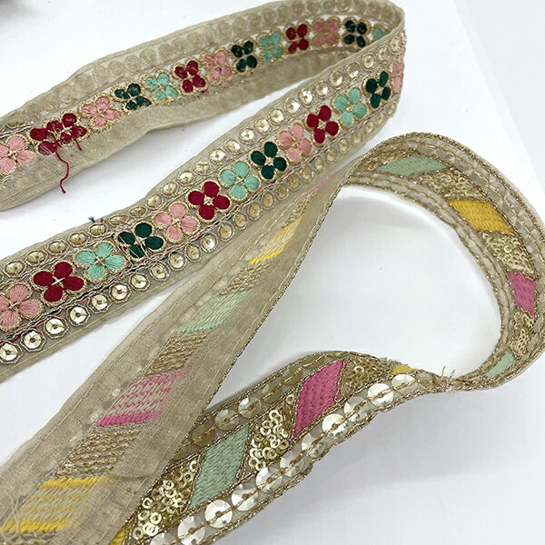 刺繍リボンブレードカット販売刺繍テープチロリアンテープフラワー刺繍輸入メッシュリボンブレードインテリア雑貨ファブリックリボンブレードハンドメイド手芸用布リボンブレードインド雑貨布テープカメラチェーンカチューシャハワイアン柄ハンドメイドハーネス＜商用＞