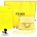 フェンディ FENDI ゴールド 未使用 ピコバケット ゴールド ビーズ 7AR906 箱 布袋 ビーズ ビーズバッグ AirPodsケース イヤホンケース チェーンポーチ ミニバッグ 小物入れ 黄色 ランクS バッグ 【中古】