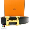 エルメス HERMES ブラック Hバックル ベルト ボックスカーフ 黒 トゴ ゴールド金具 85cm □M刻 レザー おしゃれ ビジネス スーツ用 プレゼント ギフト レディース 箱 ランクA 小物 【中古】