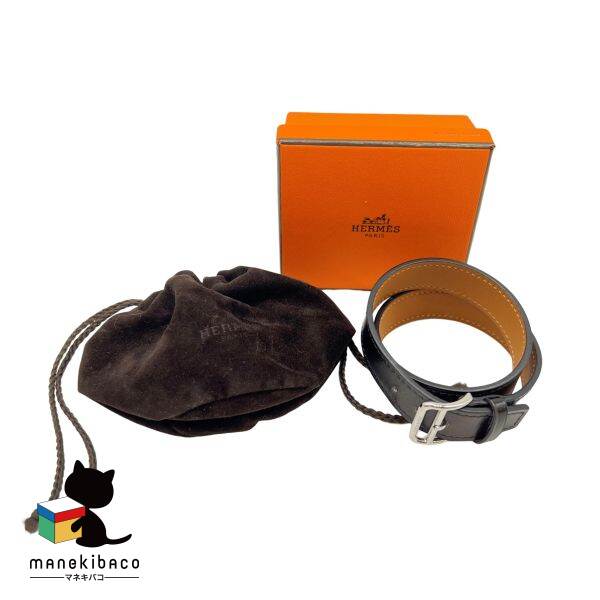HERMES 黒レザー バングル サルト　黒　ほぼ未使用 楽天市場】エルメス レザー ブラック ブレスの通販