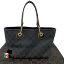 グッチ GUCCI ブラック GGキャンパス ミニ トートバッグ ハンドバッグ ゴールド金具 ブランド コンパクト バッグ 布袋 ランクA 女性用バッグ 【中古】