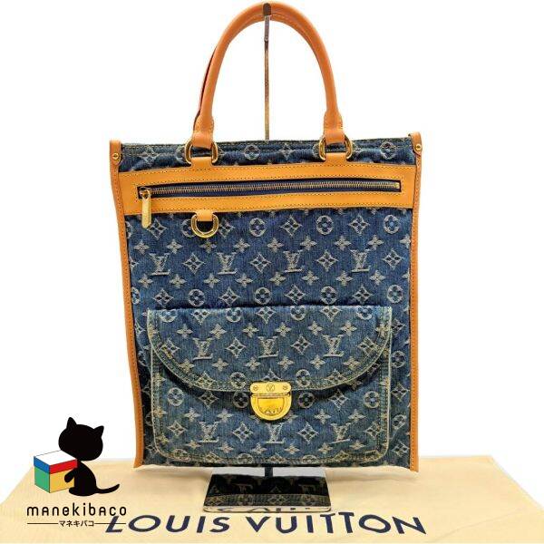ルイ・ヴィトン LOUIS VUITTON モノグラム M95018 モノグラムデニム フラット トートバッグ ハンドバッグ 青 ファッション ブランド バッグ 布袋 ランクA バッグ 【中古】