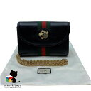 グッチ GUCCI ブラック ラジャ シェリーライン タイガーヘッド 2WAY チェーンショルダーバッグ セカンドバッグ クラッチ 黒 レザー パーティバッグ ブランド バッグ レディース 布袋 ランクS 女性用バッグ 【中古】