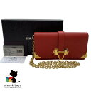 プラダ PRADA レッド 1ZH044 サフィアーノ カイエ チェーンショルダー ショルダーバッグ 斜め掛け 赤 レッド ゴールド金具 Gカード 箱 冊子 ランクA 女性用バッグ 【中古】(4)