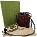 グッチ GUCCI ボルドー 新品 巾着 バッグ ショルダーバッグ ボルドー×ベージュ ゴールド金具 三角型 ブランド コンパクト バッグ 箱 布袋 リボン ランクS 女性用バッグ 【中古】