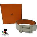 エルメス HERMES ホワイト コンスタンス リバーシブル Hベルト 85 白 オレンジ SV金具 エプソン □L刻印 メンズ レディース ユニセックス 箱 ランクAB 小物 【中古】