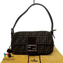 フェンディ FENDI ブラウン ズッカ マンマバケット 茶 ナイロン レザー ワンショルダーバッグ ブランド 軽量 普段持ち バッグ 布袋 ランクA 女性用バッグ 【中古】(4)