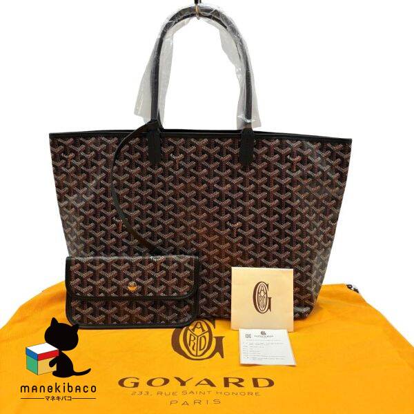 ゴヤール GOYARD ブラック 美品 サンルイPM 黒 トートバッグ ブランド 人気 大容量 高級感 おしゃれ 旅行 普段持ち ポーチ付 布袋 冊子 ランクS バッグ 【中古】