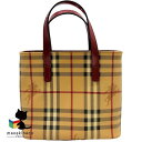 バーバリー BURBERRY ベージュ ノバチェック PVC トートバッグ ハンドバッグ かばん カバン 鞄 バッグ 赤 レッド ランクA 女性用バッグ 【中古】