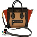 セリーヌ CELINE ブラック ラゲージ ナノ 2way レザー バイカラー ベージュ オレンジ 黒 ブランド コンパクト ハンドバッグ ショルダーバッグ おしゃれ 人気 可愛い エレガント フォーマル 普段持ち ストラップ ランクA 女性用バッグ 【中古】