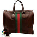グッチ GUCCI ブラウン シェリーライン トートバッグ レザー 茶 ブランド 大容量 高級感 おしゃれ スタイリッシュ ビジネス 旅行 出張 ランクA バッグ 【中古】