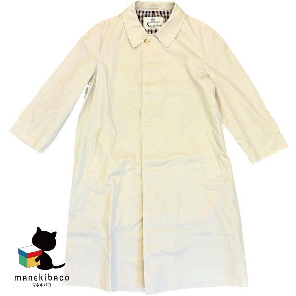 アクアスキュータム Aquascutum ベージュ ステンカラーコート コットン サイズ45 ベージュ チェック メンズ コート ライトアウター アウター 羽織 アパレル ランクA アパレル 【中古】