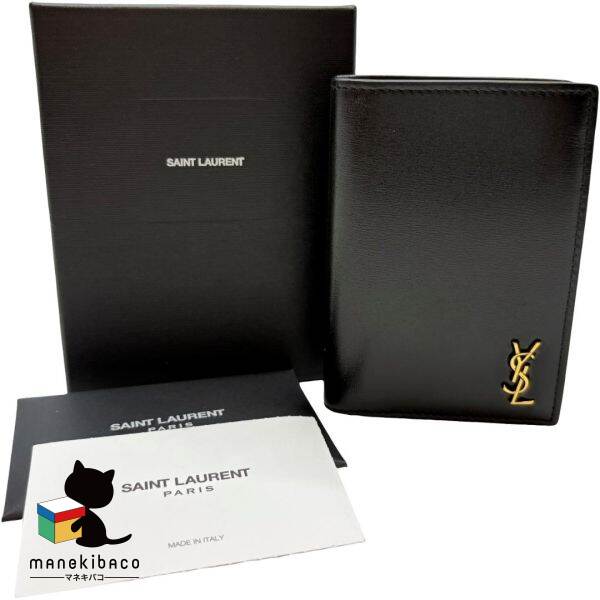 サンローラン Saint Laurent ブラック カードケース CFP607679 札入れ ブランド 財布 黒 箱 冊子 ランクA 小物 【中古】