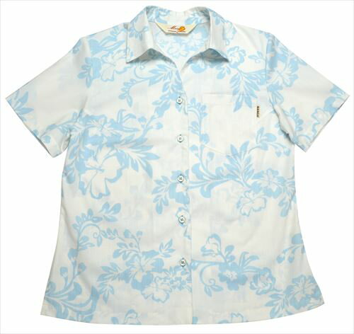 乐天商城 - かりゆしウェア 単色ハイビ総柄　スキッパー | レディース かりゆしウェア かりゆし 結婚式 シャツ 大きいサイズ アロハシャツ リゾート 沖縄 お土産 MANGO PLUS マンゴ プラス プレゼント ビジネス ペア お揃い