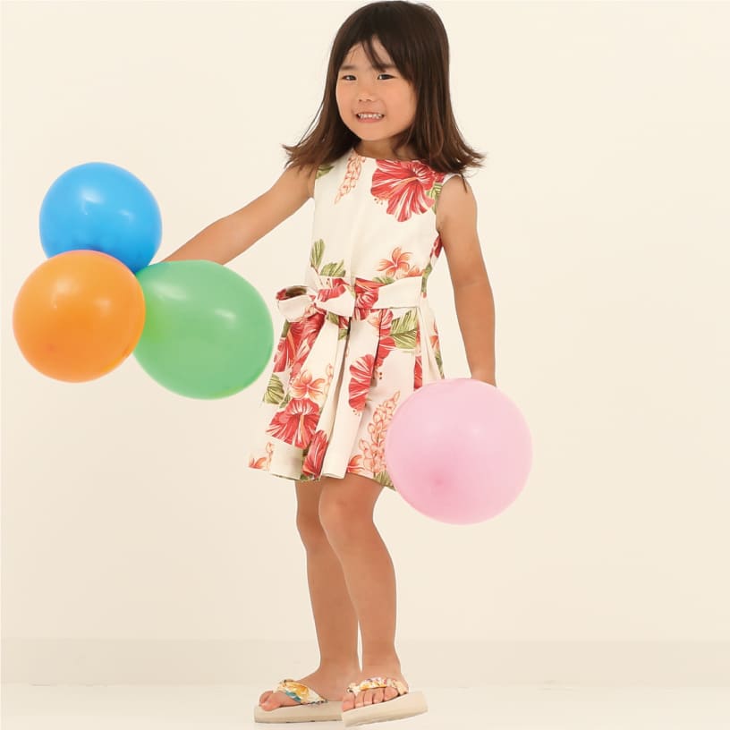 キッズ　プリンセスワンピース　カーニバルハイビー　120cm〜140cm　アロハシャツ　かりゆしウェア