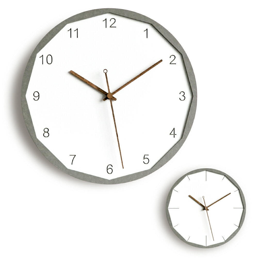 Nordic Style Wall Clock 壁掛け時計 おしゃれ 北欧 デザイナーズ グレー 白 ホワイト ナチュラル かわいい モノトーン 静音 音がしない 上質 大きい 掛時計 リビング 書斎 カフェ モダン シンプル ミニマル 落ち着いた雰囲気 インテリア 雑貨 新築祝い ギフト 12角形 29cm