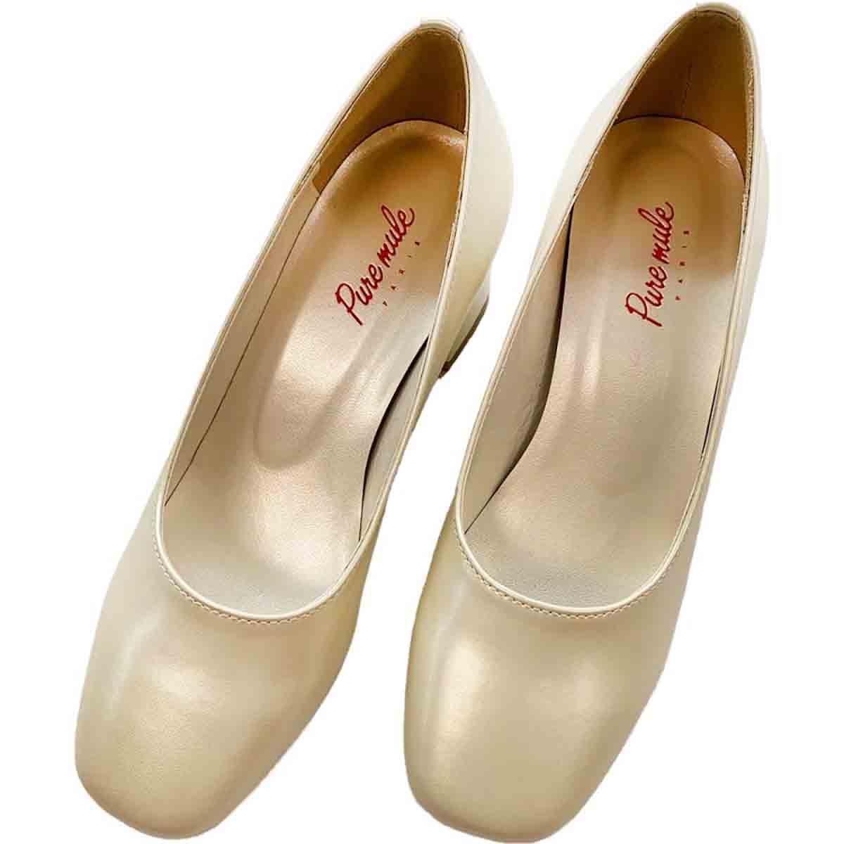 パンプス シューズ ウエディング ブライダル 白 5cm 3E ウエディングシューズ ブライダルシューズ 靴 ローヒール 花嫁 太ヒール 低め シンプル [Y2...