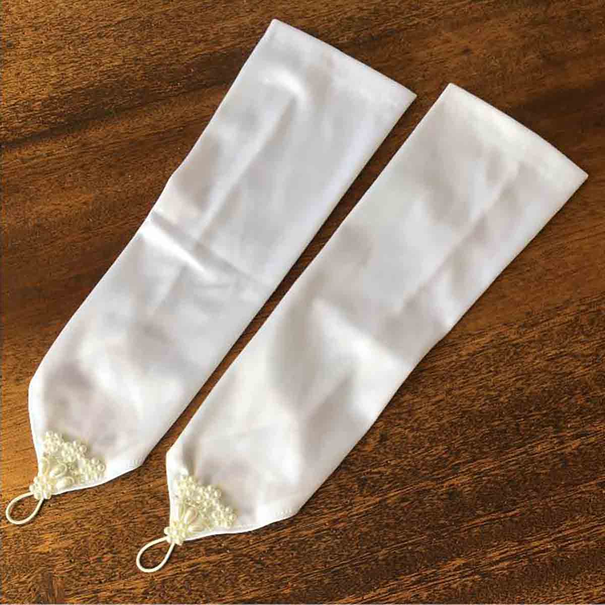 ウエディンググローブ フィンガーレス レースサテン ホワイト(ウエディング/ウェディング/フィンガーレスグローブ/ウェディンググローブ/ロング/グローブ/ブライ...