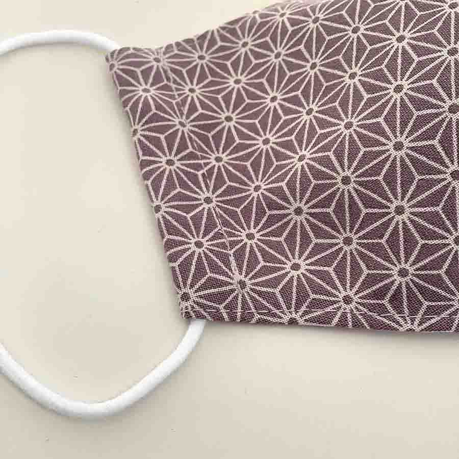 布マスク 日本製 立体型 マスク 女性 おしゃれ 女性用マスク 洗える 和柄 紫 コットン 敏感肌 保湿 薄手 ★麻の葉淡い紫 シンプル ギフト 【M546】【送料無料】