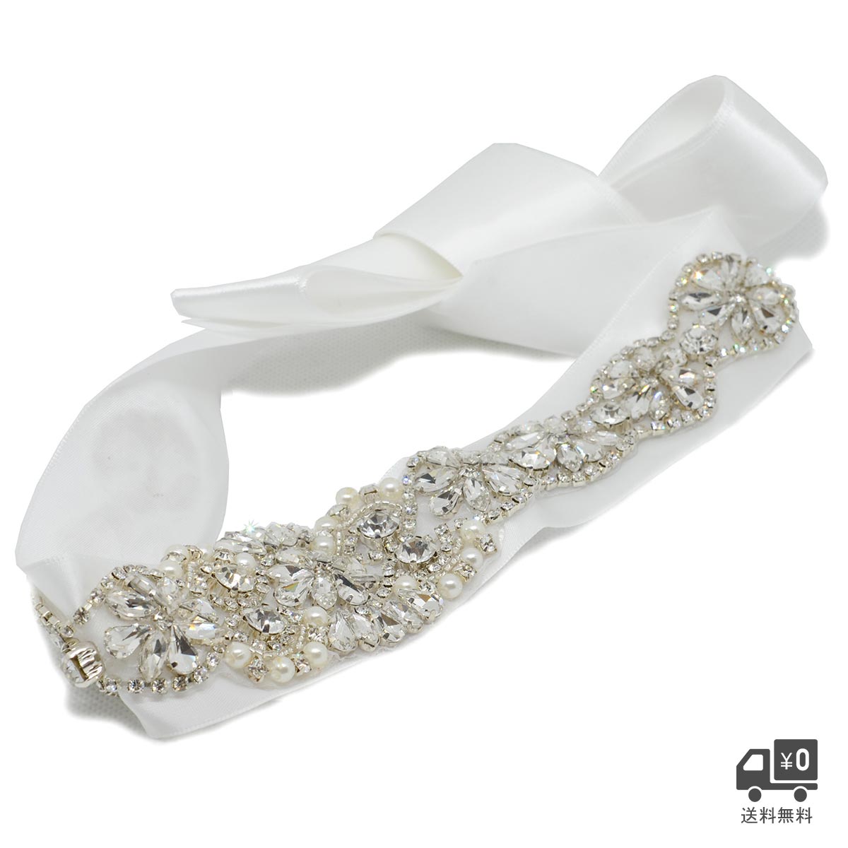 サッシュベルト ビジューベルト リボンベルト ウエディングドレス ホワイト 白 ウエディング ブライダル 二次会 パーティー 花嫁 おしゃれ アレンジ [B24...