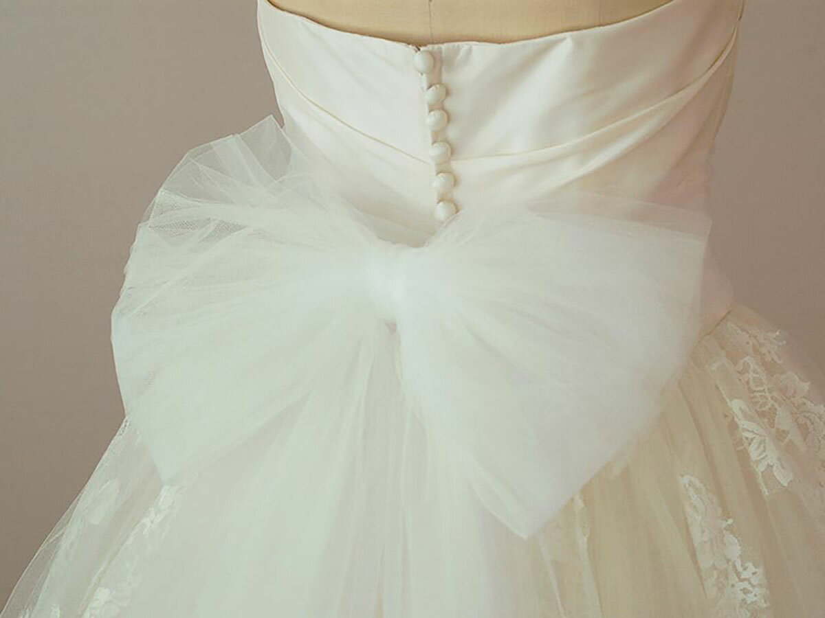 ロングトレーン＆ベルト チュールリボン バックリボン ウエディング ブライダル ウエディングドレス 結婚式 二次会 パーティー ウェディングドレス [T29]【送料無料】