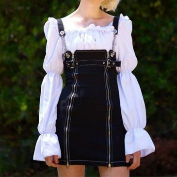セットアップ ブラウス ジャンスカ 2点セット 原宿系 b系 ストリート系 レディース コスプレ 参戦服 ゆめかわいい やみかわいい 地雷系 量産型 韓国 オルチャン 無地 ボートネック 春 夏 秋 長袖 ミニ丈 おしゃれ マムルークスリーブ LA女子 タイトめ フリル 白 黒 S M L