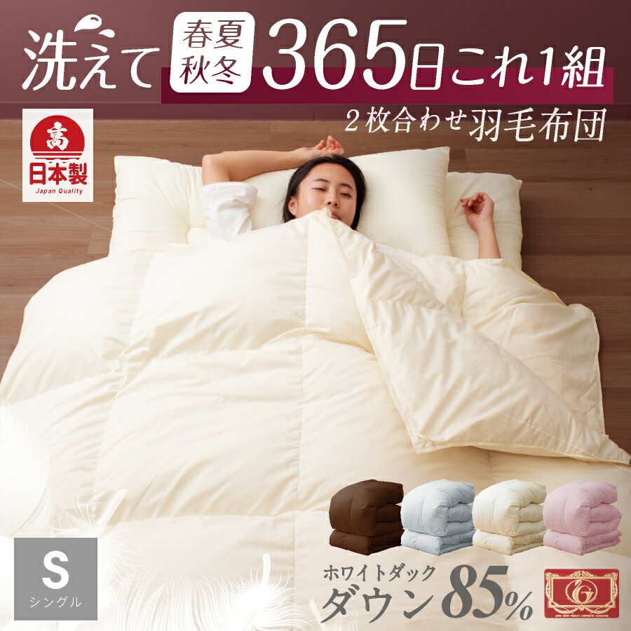 羽毛布団2点セット 【シングル】 エクセルゴールド羽毛布団 と