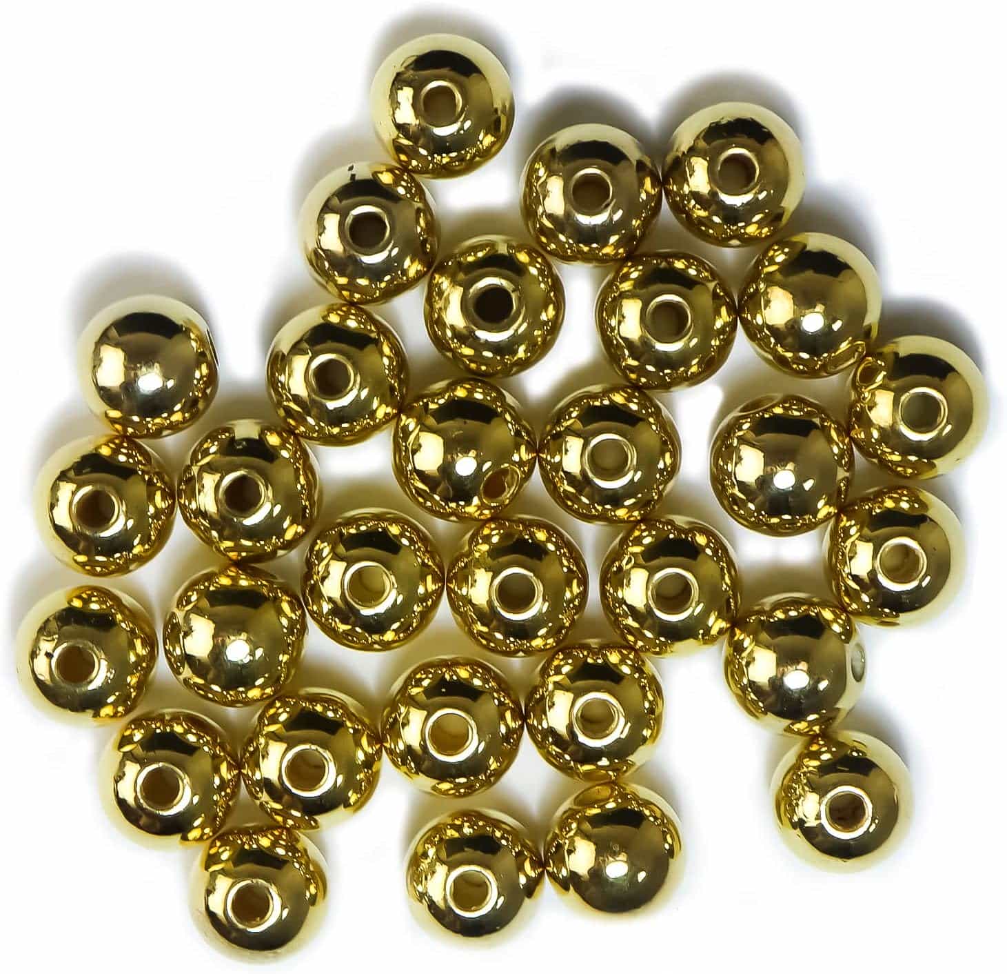 【レビューで100円クーポン】【メタルビーズ】ゴールド30個入り【10mm】球体 丸型 穴あり 軽量 アクセサリーパーツ きらきらぷんぷん丸 CB-002